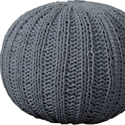 20" Gray Cotton Round Pouf Ottoman