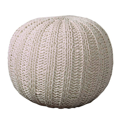 20" Blue Cotton Round Pouf Ottoman