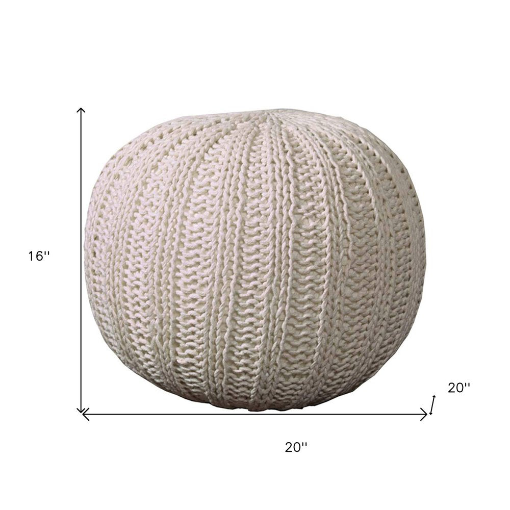 20" Blue Cotton Round Pouf Ottoman