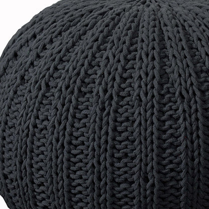 20" Blue Cotton Round Pouf Ottoman