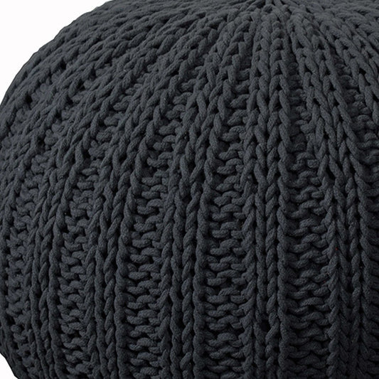 20" Blue Cotton Round Pouf Ottoman