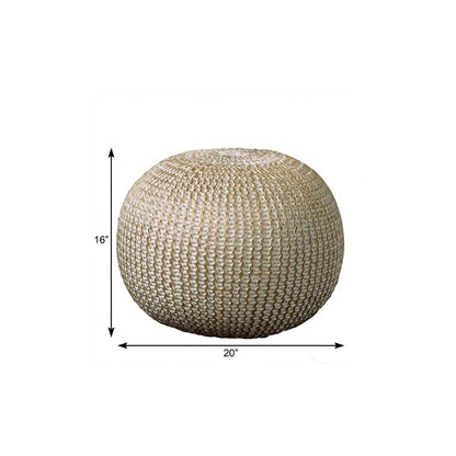 20" Gold Cotton Round Pouf Ottoman