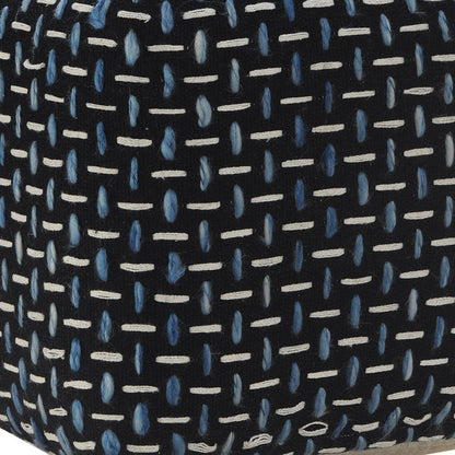16" Black Fabric Geometric Pouf Ottoman