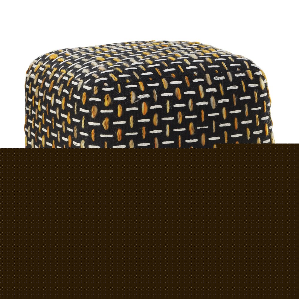 16" Black Fabric Geometric Pouf Ottoman