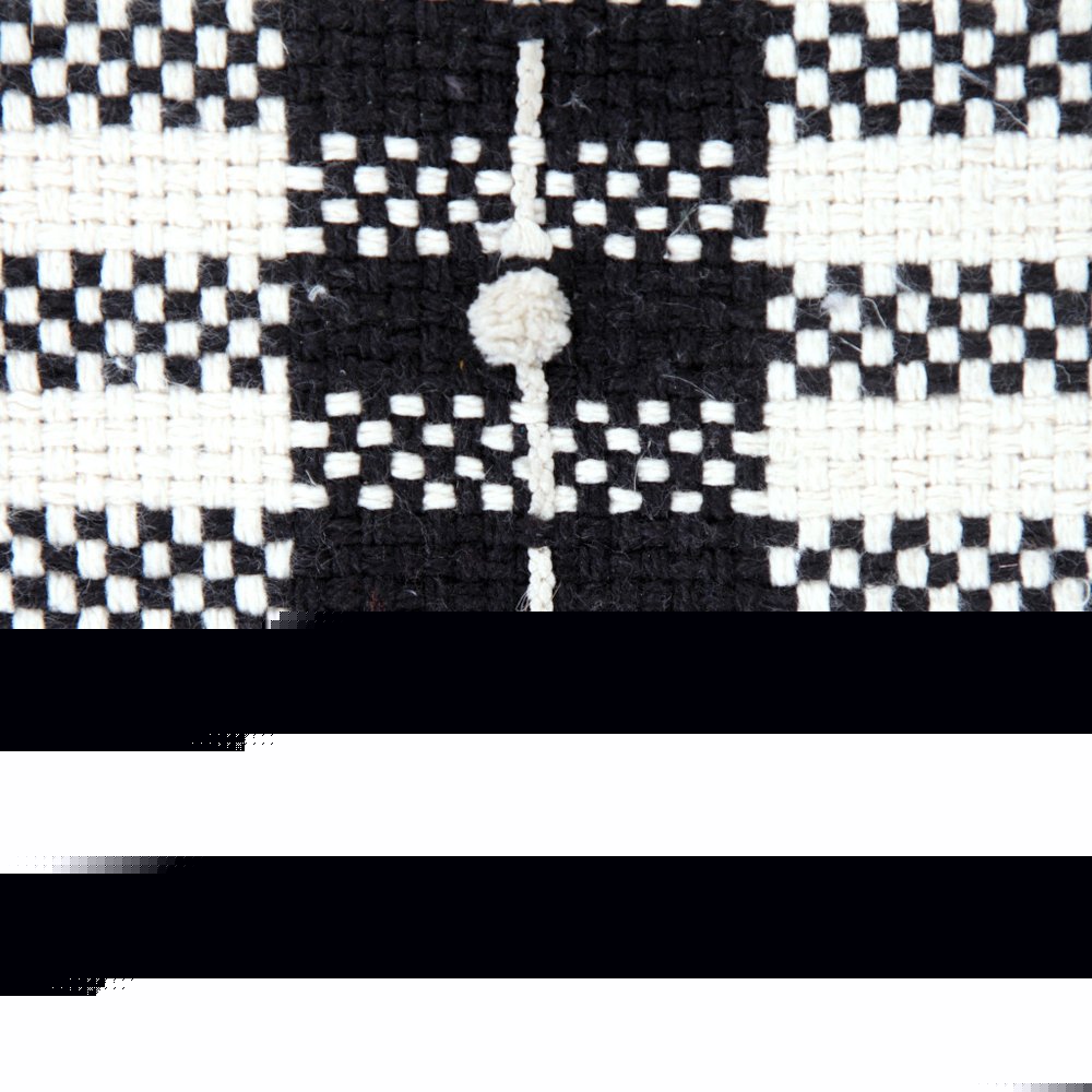 18" White Cotton Striped Pouf Ottoman