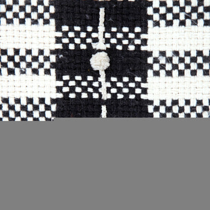 18" White Cotton Striped Pouf Ottoman