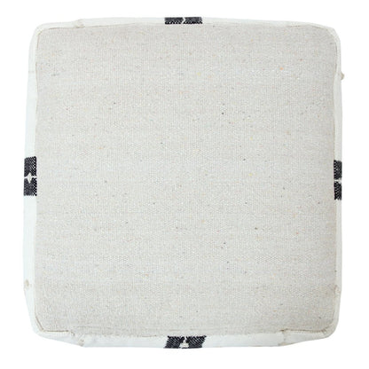 18" Black Cotton Striped Pouf Ottoman