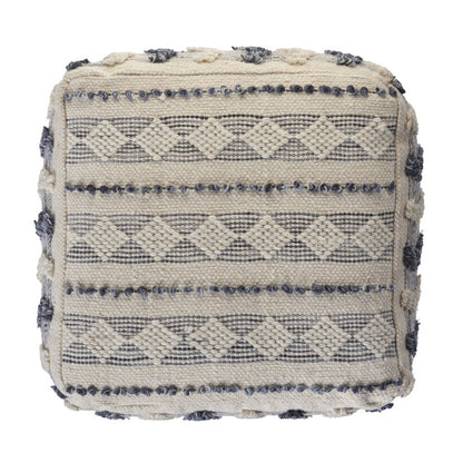 18" Blue Striped Pouf Ottoman
