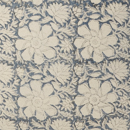 20" Beige Cotton Abstract Pouf Ottoman