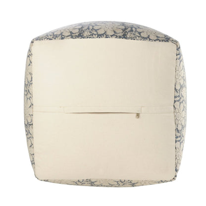 20" Beige Cotton Abstract Pouf Ottoman