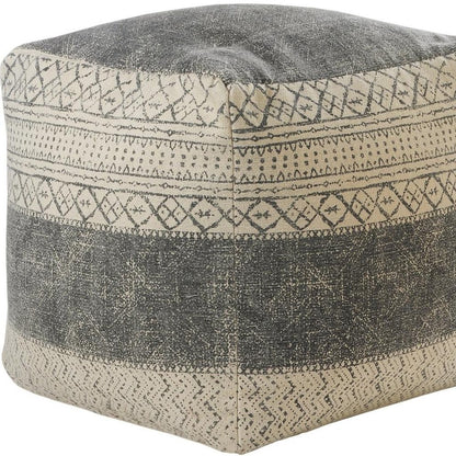 20" Cream Cotton Tribal Pouf Ottoman
