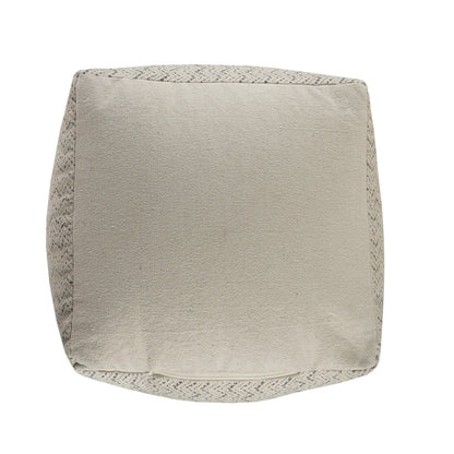 20" Cream Cotton Tribal Pouf Ottoman