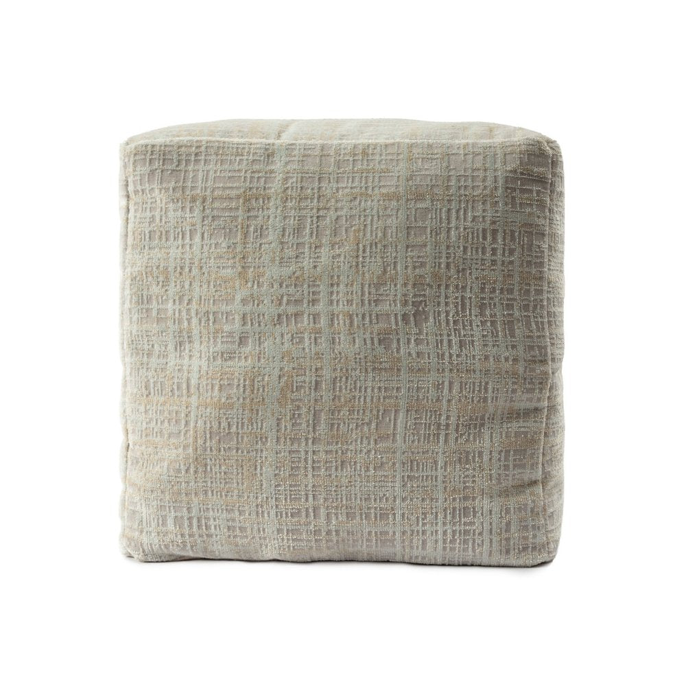 18" Beige Abstract Pouf Ottoman