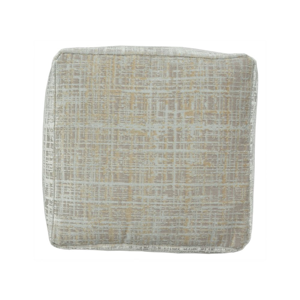 18" Beige Abstract Pouf Ottoman