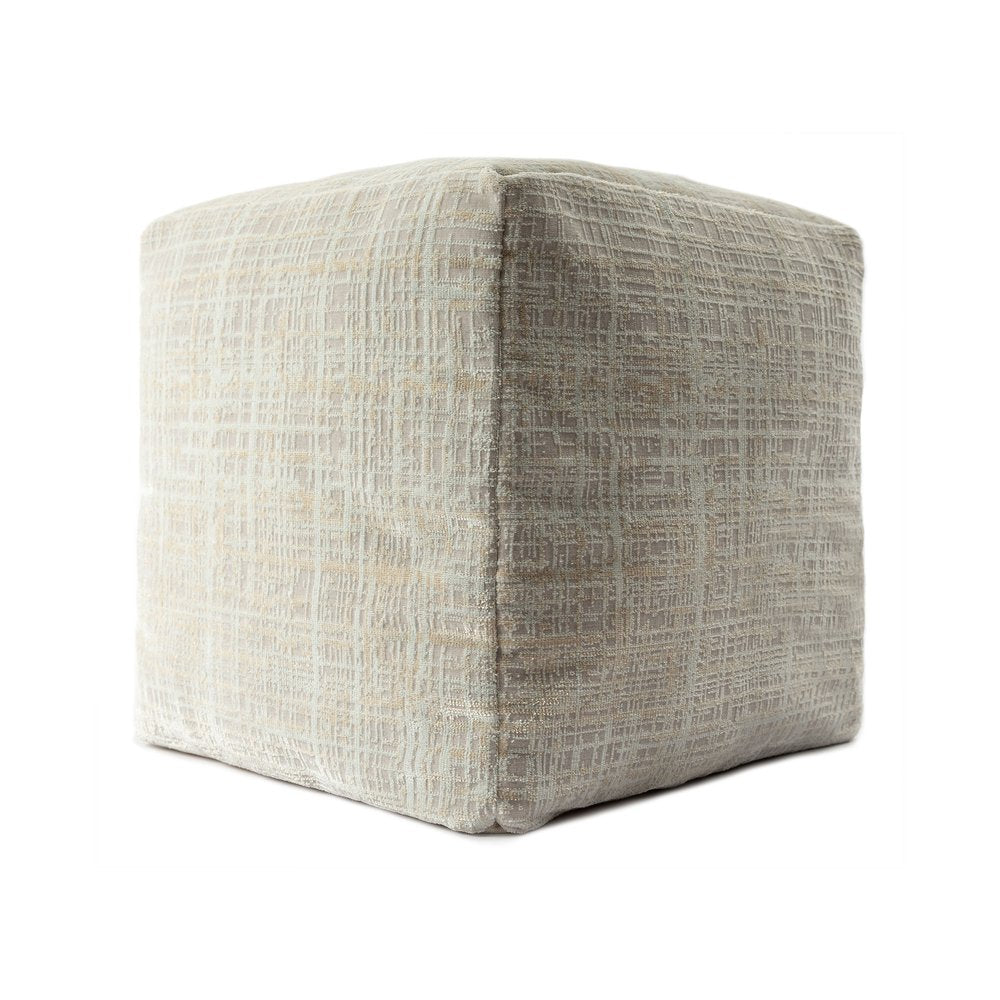 18" Beige Abstract Pouf Ottoman