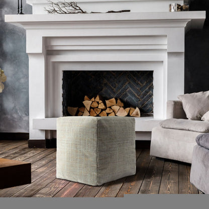 18" Beige Abstract Pouf Ottoman