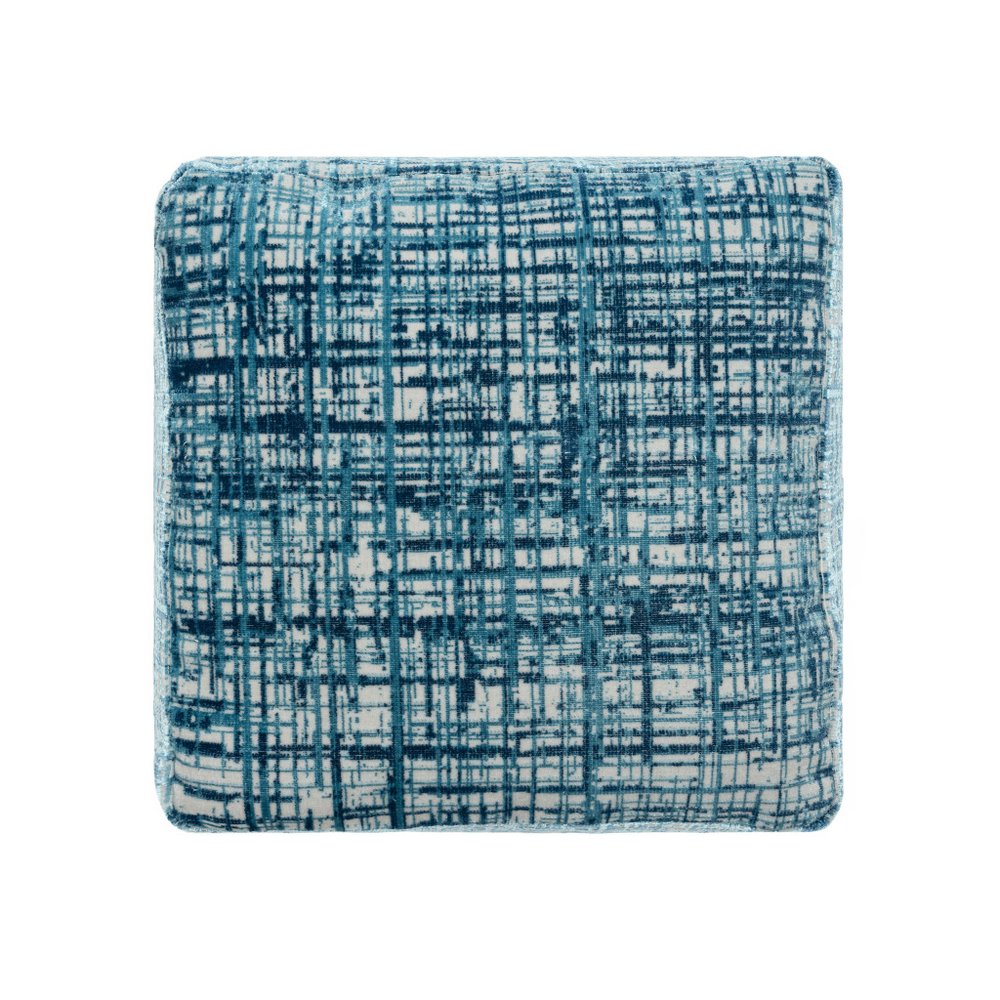 18" Beige Abstract Pouf Ottoman