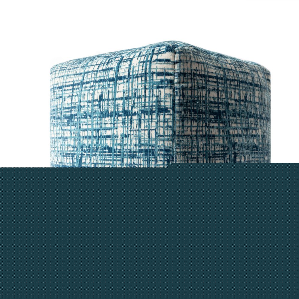 18" Beige Abstract Pouf Ottoman