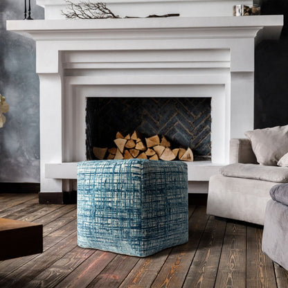 18" Beige Abstract Pouf Ottoman