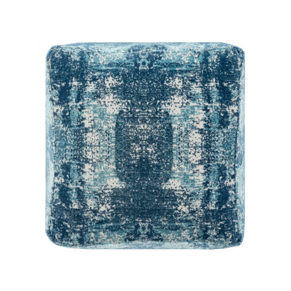 18" Blue Abstract Pouf Ottoman