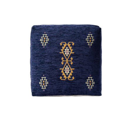 18" Blue Medallion Pouf Ottoman