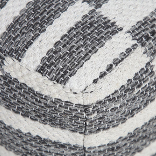 18" Gray Cotton Geometric Pouf Ottoman