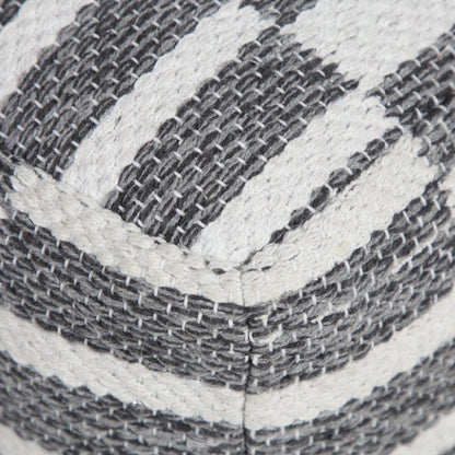 18" Gray Cotton Geometric Pouf Ottoman