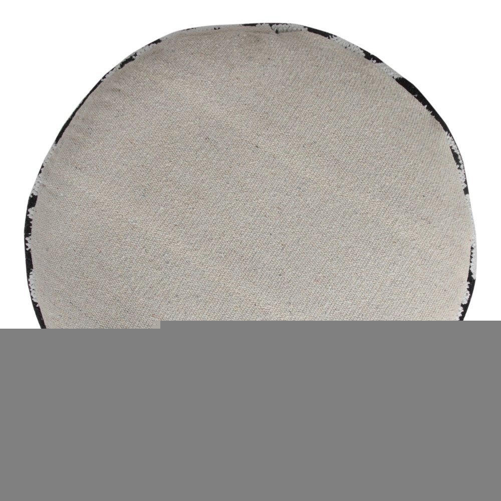 18" Black Cylinder Abstract Pouf Ottoman