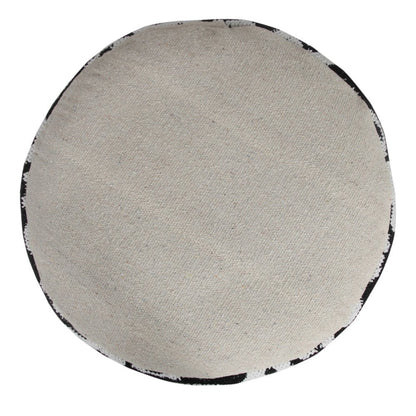 18" Black Cylinder Abstract Pouf Ottoman