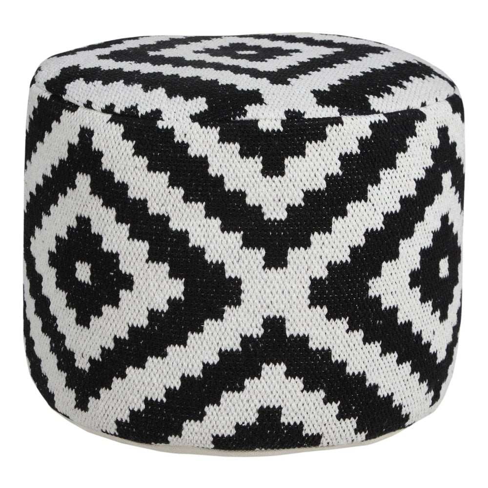 18" Black Cylinder Geometric Pouf Ottoman