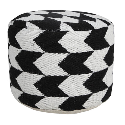 18" Black Cylinder Chevron Pouf Ottoman