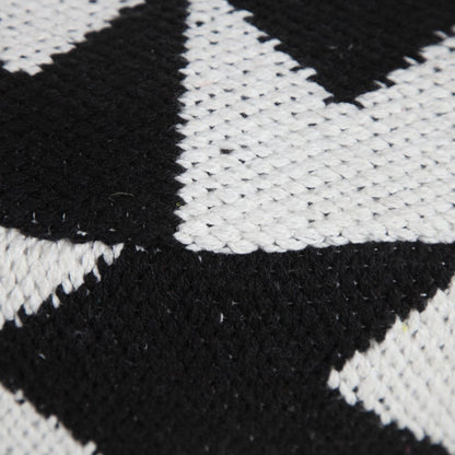 18" Black Cylinder Chevron Pouf Ottoman