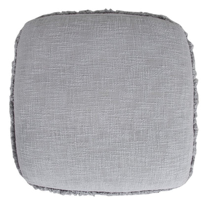 18" Cream Cotton Tufted Cube Striped Pouf Ottoman