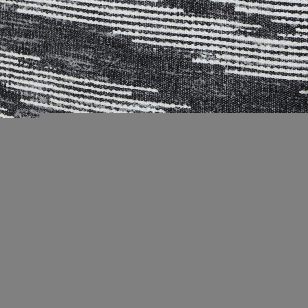 18" Gray Cotton Striped Pouf Ottoman