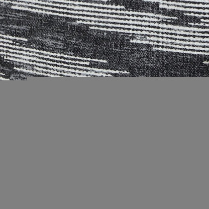 18" Gray Cotton Striped Pouf Ottoman