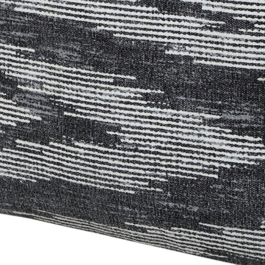 18" Gray Cotton Striped Pouf Ottoman