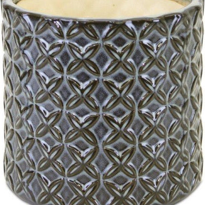 Set of Two Brown And Gray Clay 7 Ounce Geometric Round Pot Planters