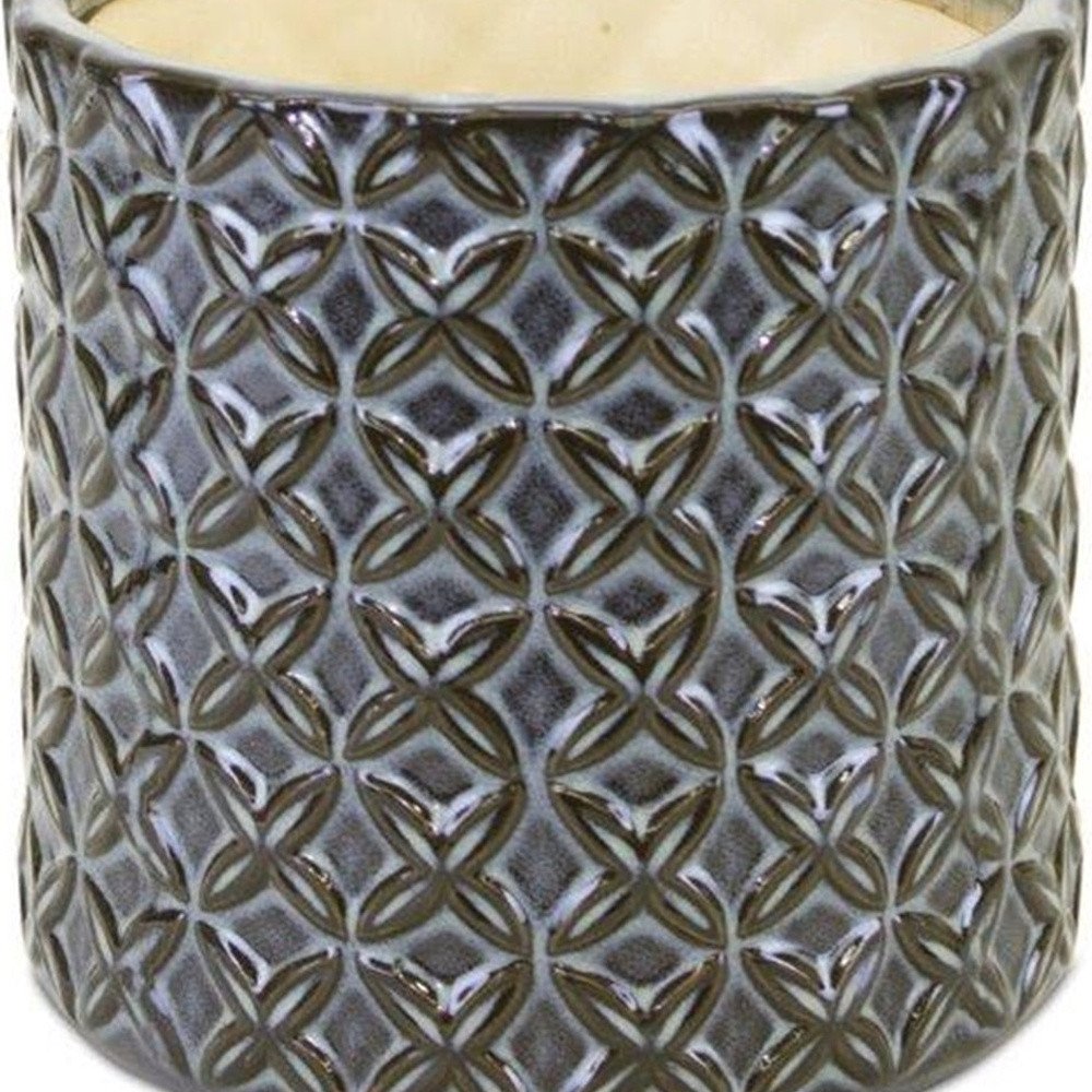 Set of Two Brown And Gray Clay 7 Ounce Geometric Round Pot Planters