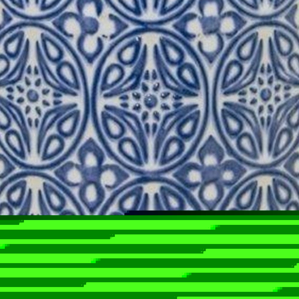 Set of Two Blue And White Ceramic Medallion 3 Ounce Round Pot Planters