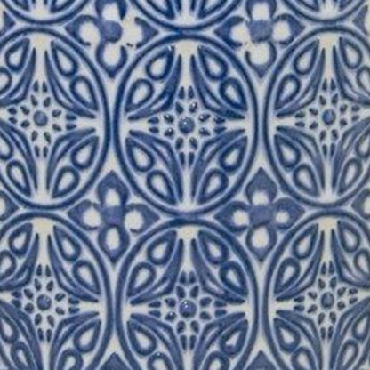 Set of Two Blue And White Ceramic Medallion 3 Ounce Round Pot Planters