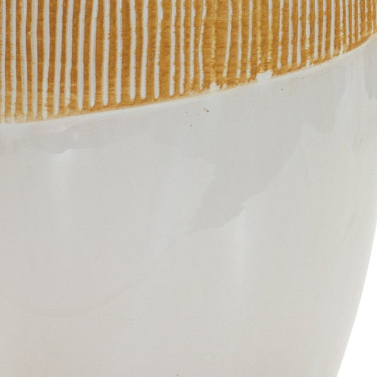 Ivory And Terra Cotta Clay 10 Ounce Round Distressed Pot Planter