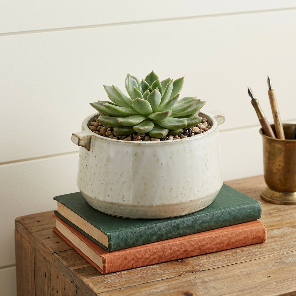 Beige Clay 6 Ounce Round Pot Planter