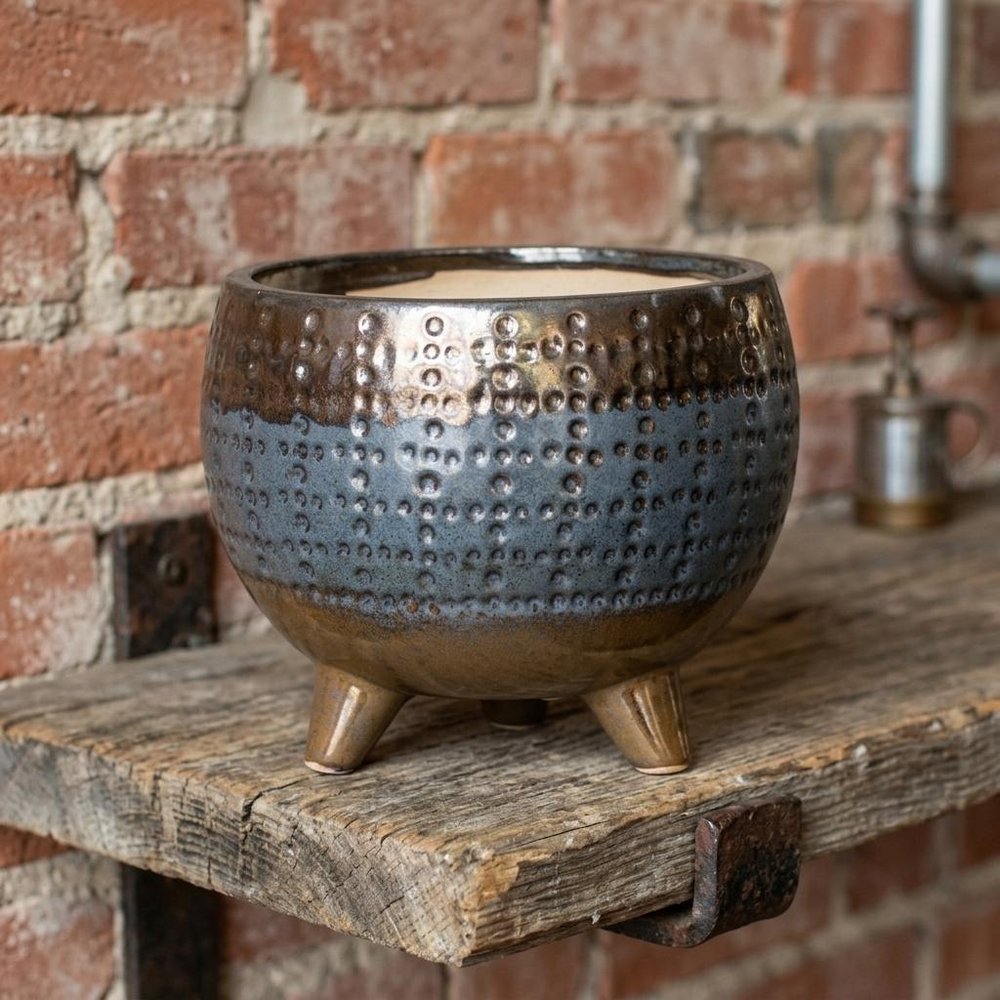 6" Blue Clay Round Pot Planter