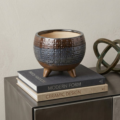 6" Blue Clay Round Pot Planter