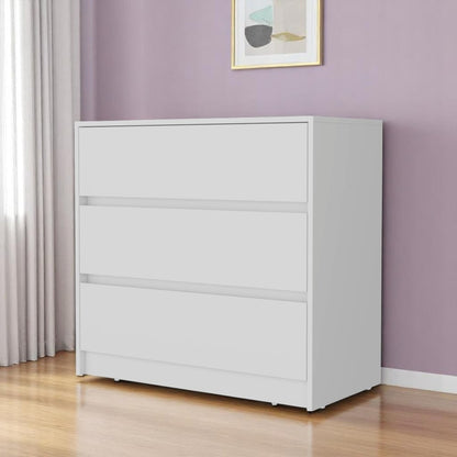 33" White Three Drawer Dresser