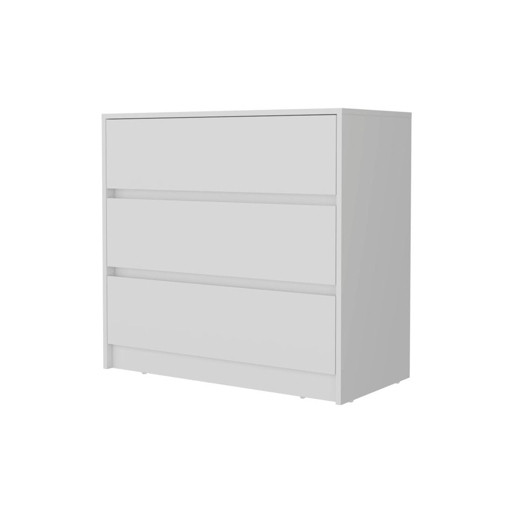 33" White Three Drawer Dresser