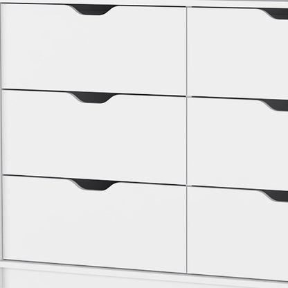 42" White Six Drawer Dresser