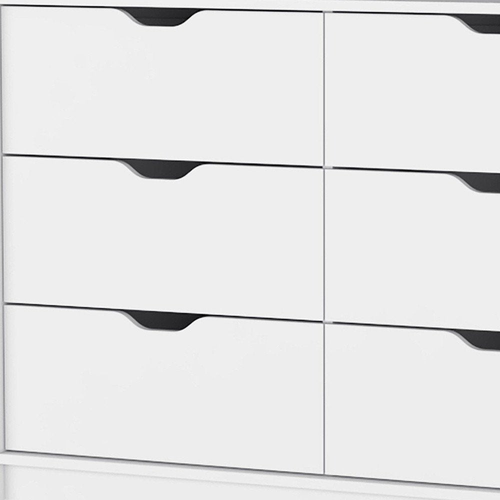 42" White Six Drawer Dresser