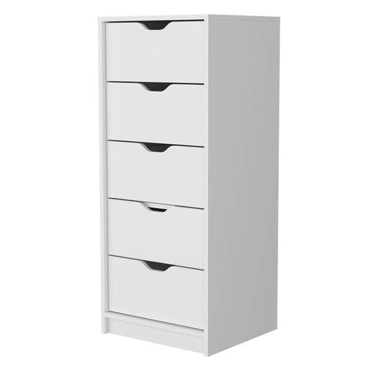 18" White Five Drawer Dresser
