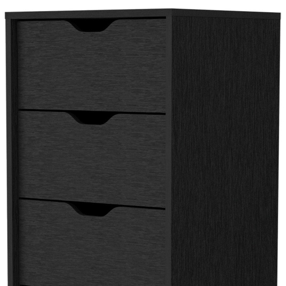 18" Black Manufactured Wood Five Drawer Narrow Dresser